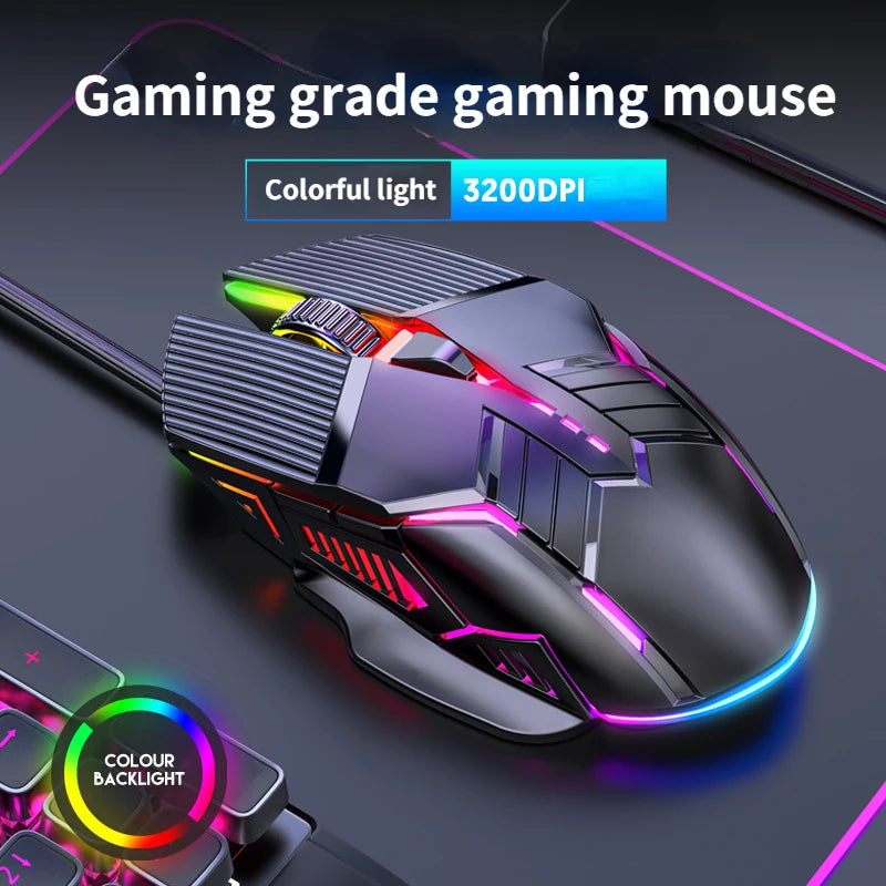 3200DPI Ergonomic Wired Gaming Mouse USB Mouse Gaming RGB Mause Gamer Mouse 6 Button LED Silent Mice for PC Laptop Computer