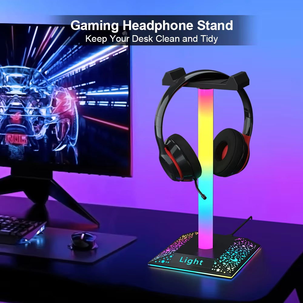 USB LED Lights Gaming Headset Stand RGBIC Lights Gaming Headset Stand Decoration Gaming for Gaming Room Accessories New