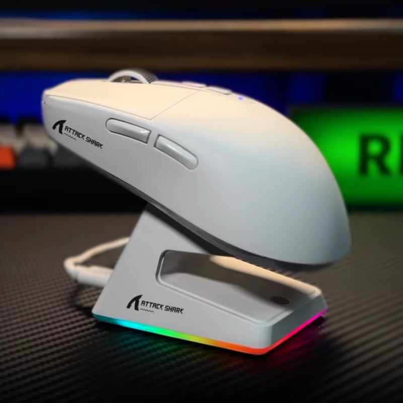 X6 Pixart PAW3395 Mouse , Bluetooth Tri-Mode Connection, RGB Touch Magnetic Charging Base, Macro Gaming Mouse