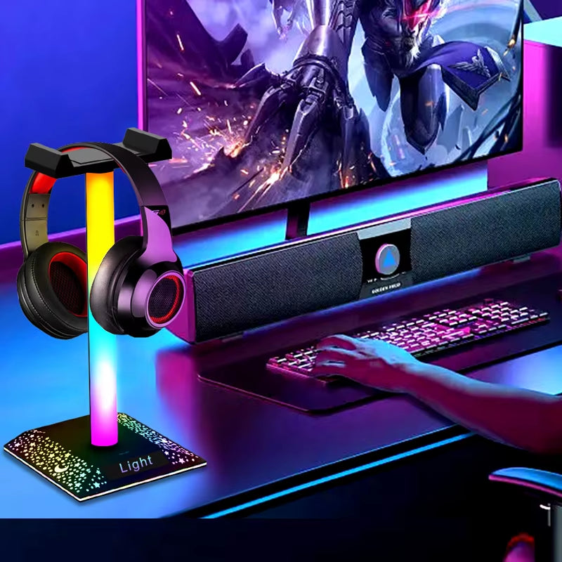 USB LED Lights Gaming Headset Stand RGBIC Lights Gaming Headset Stand Decoration Gaming for Gaming Room Accessories New