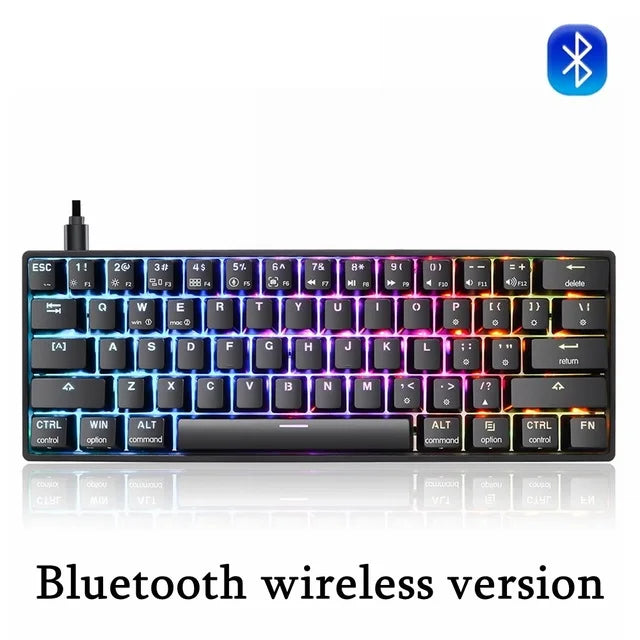 GK61 60% Optical Hot Swappable Mechanical Keyboard with RGB Lighting and Bluetooth Wireless Connectivity for Gaming and Desktop Use