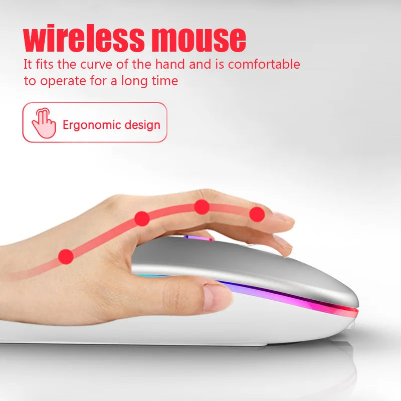 2.4G Wireless Mouse RGB Rechargeable Bluetooth Mice Wireless Computer Mause LED Backlit Ergonomic Gaming Mouse for Laptop PC