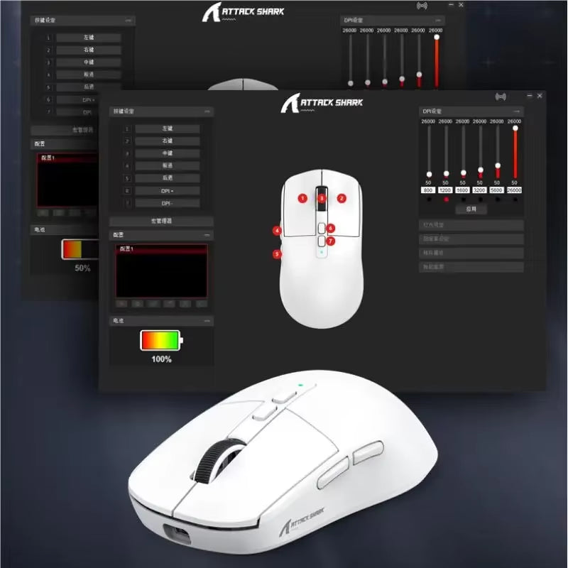 X6 Pixart PAW3395 Mouse , Bluetooth Tri-Mode Connection, RGB Touch Magnetic Charging Base, Macro Gaming Mouse