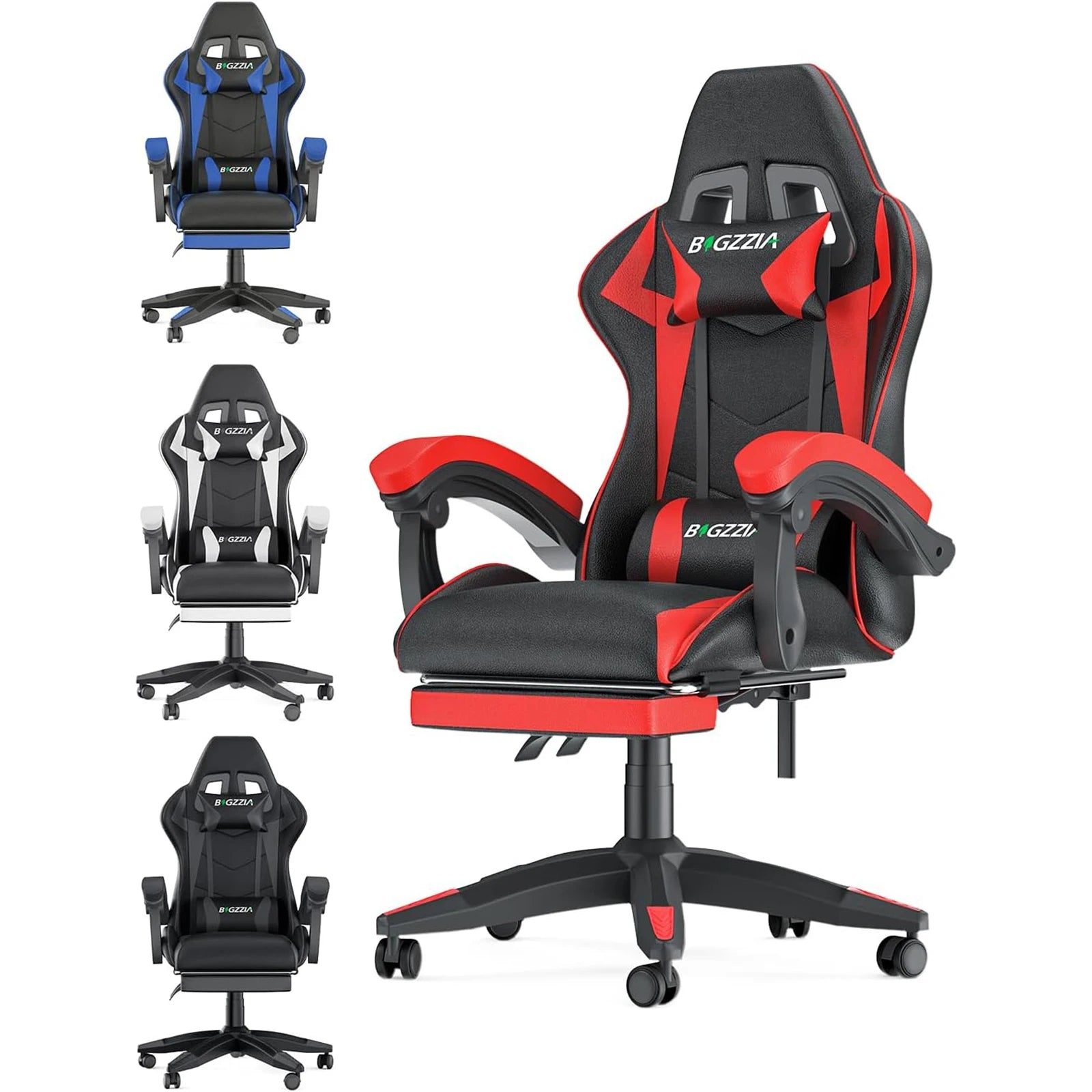 Gaming Chair with Footrest Gamer Chairs Ergonomic with Lumbar Cushion Headrest Gaming Chair Height Adjustable Computer Chair